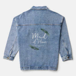 Winter Pine & Gold Weihnachten Trauzeugin Hochzeit Jeansjacke