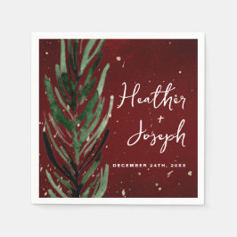 Winter Pine & Gold Weihnachtsfest Hochzeit Serviette