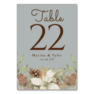 Winter Pine Gray Wedding Tischnummer Cards
