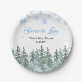 Winter Pine Snow in Love Schneeflocken Brautparty Pappteller