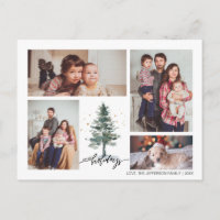 Winter Pine Tree 4 Foto Collage Happy Holiday