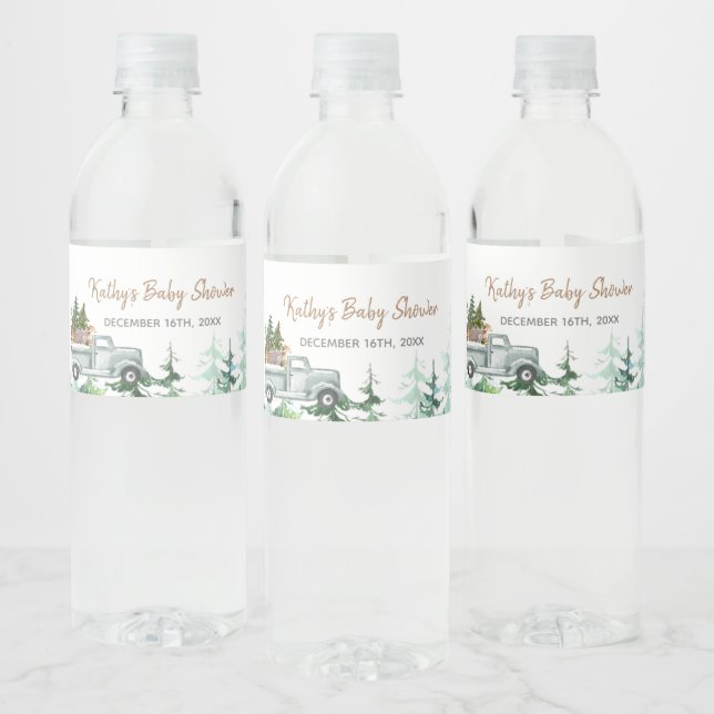 Winter Pine Tree Baby Dusche Wasser Flasche Etiket (Flaschen)