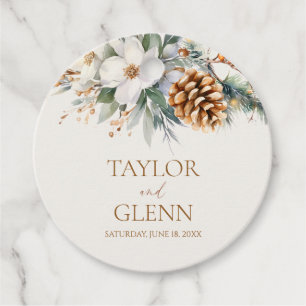 Winter Pine Tree Blume Blumengarten Hochzeit Geschenkanhänger