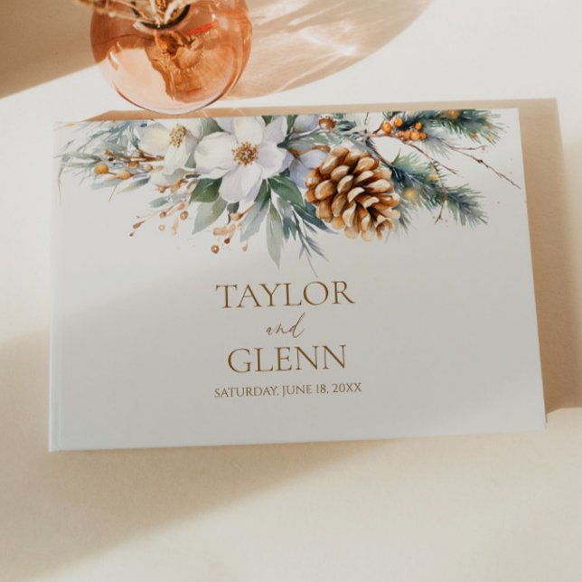 Winter Pine Tree Blume Hochzeit Gästebuch (Von Creator hochgeladen)