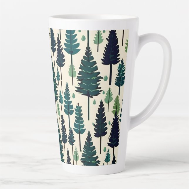 Winter Pine Tree Design Weihnachtsschnee #4 Milchtasse (Rechts)