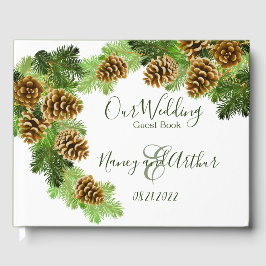 Winter Pine Tree & Pine Cones Hochzeit Gästebuch