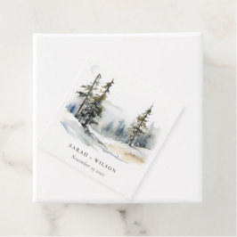 Winter Pine Tree Snow Landschaft Wasserfarbene Hoc Geschenkanhänger