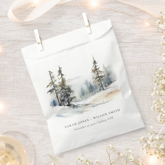Winter Pine Tree Snow Landschaft Wasserfarbene Hoc Geschenktütchen (Ausgeschnitten)