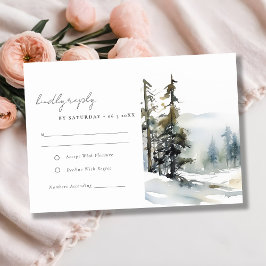 Winter Pine Tree Snow Landschaft Wasserfarbene Hoc RSVP Karte