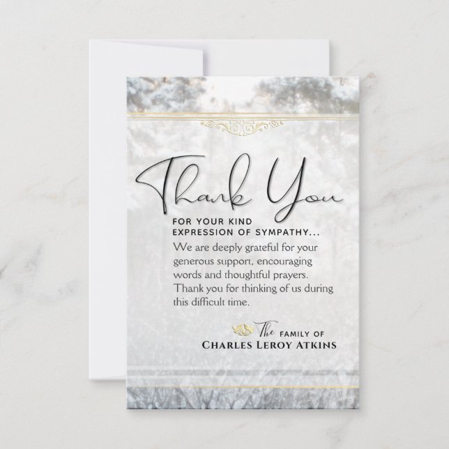 Winter Pine Trees 3.5x5 Beileid Danke Karte (Vorderseite)