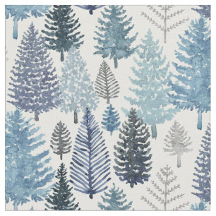 Winter Pine Trees Blue Gray  Stoff