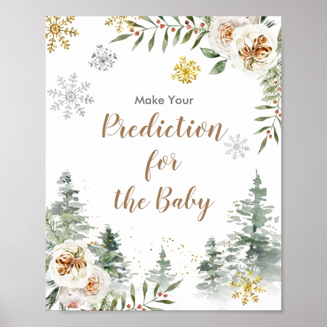 Winter Pine Trees Blumenprognosen für das Baby Poster (Vorne)