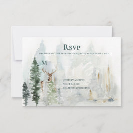 Winter Pine Trees Deer Antlers Snow UAWG RSVP Karte