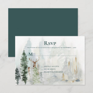 Winter Pine Trees Deer Antlers Snow UAWG RSVP Karte
