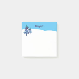 Winter Pine Trees HandIllustrierte Wasserfarbe Post-it Klebezettel