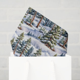 Winter Pine Trees in Watercolor  Seidenpapier