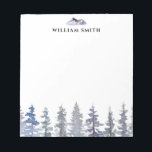 Winter Pine Trees Personalisiert Notizblock<br><div class="desc">Aquarellfarbene Winterkiefern personalisiert Notizblock.</div>