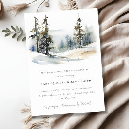 Winter Pine Trees Schnee Landschaft Jahrestag Einladung