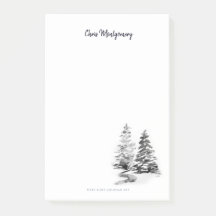 Winter Pine Trees Schwarz-weiß elegant handGezeich