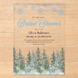 Winter Pine Trees Snowflakes Bridal Shower Acryleinladungen