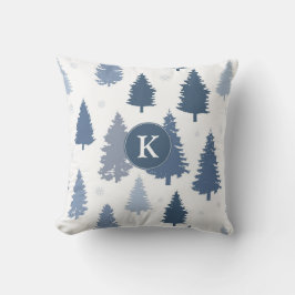 Winter Pine Trees und Schneeflocken Weihnachtsmust Kissen