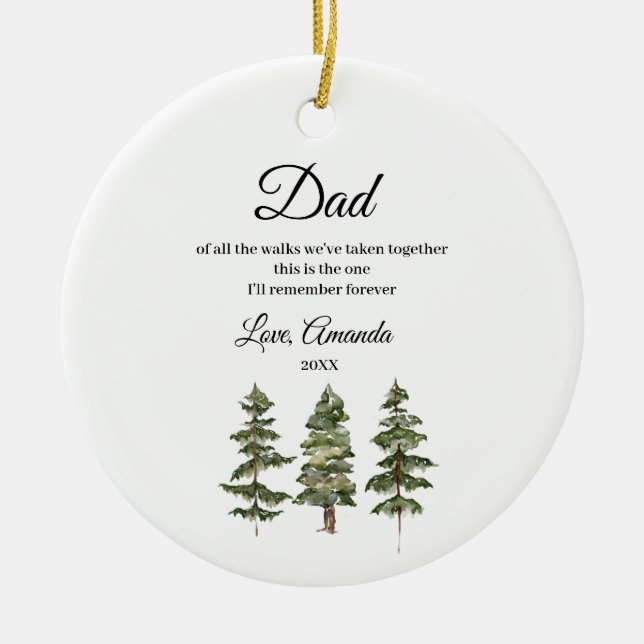 Winter Pine Trees Vater der Braut Von allen Spazie Keramik Ornament (Vorne)