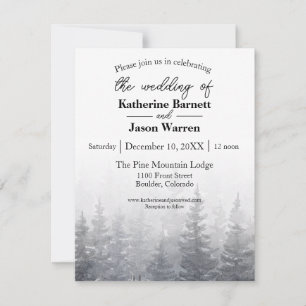 Winter Pine Trees Wassercolor Hochzeit Einladung