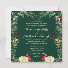 Winter Pine und Rose Hochzeit Einladung