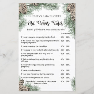 Winter Pinecone Baby Shower Game mit Antwort