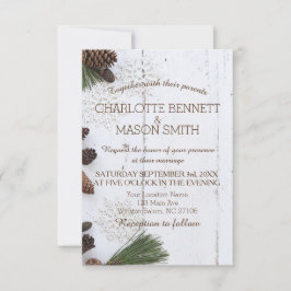 Winter Pinecone und Schneeflocken Hochzeitskarte Einladung
