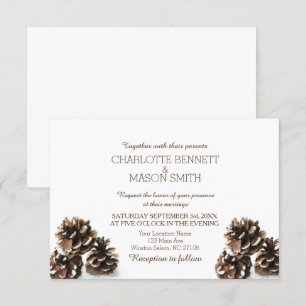 Winter Pinecone und Schneeflocken Hochzeitskarte Einladung