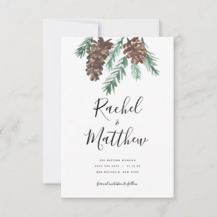 Winter Pinecone Wasserfarbe Save the Date Foto
