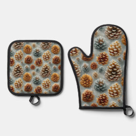Winter Pinecones Harmonie Ofenhandschuh & Topflappen-Set