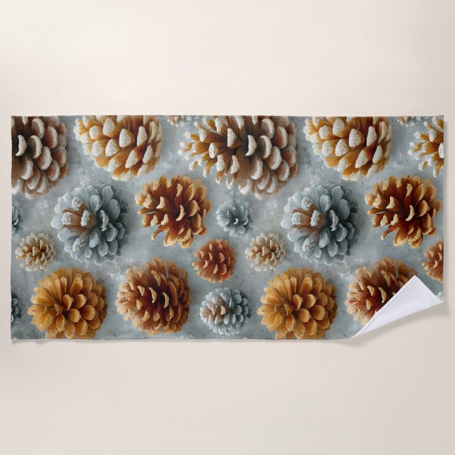 Winter Pinecones Harmonie Strandtuch (Vorderseite)
