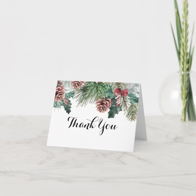 Winter Pinecones und Holly Danke (Vorderseite)