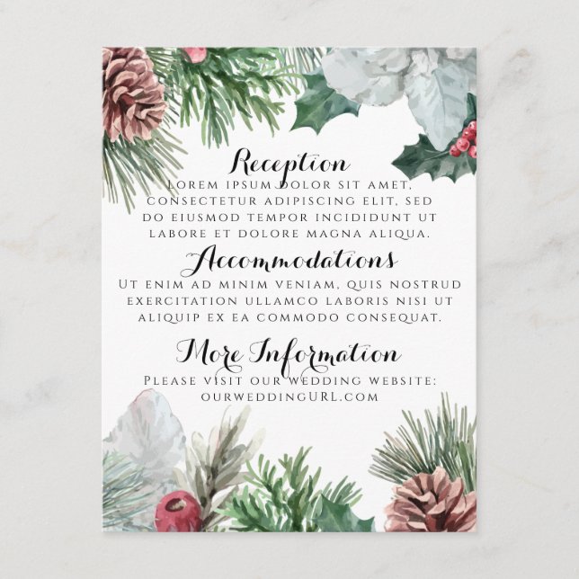Winter Pinecones und Holly Empfang Cards Begleitkarte (Vorderseite)