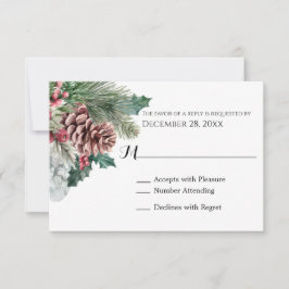 Winter Pinecones und Holly RSVP Card Karte