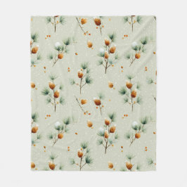 Winter Pinecones und Snowy Branches Fleecedecke