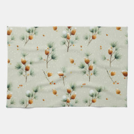 Winter Pinecones und Snowy Branches Geschirrtuch