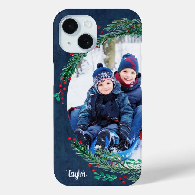 Winter Pines Personalisiertes Foto Case-Mate iPhone Hülle (Rückseite)