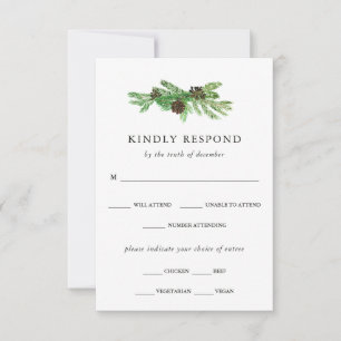 Winter Pines Wedding   UAWG zur Wahl RSVP Karte