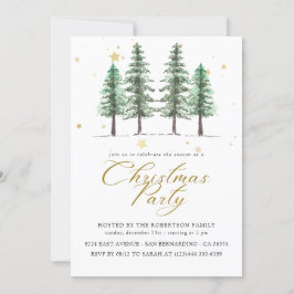 Winter Pines & Weihnachtsfeier Einladung. Feiertagskarte