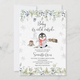 Winter Pinguin Baby Dusche Einladung
