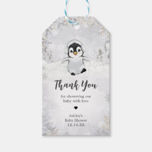 Winter Pinguin Baby Dusche Fevor Tags Geschenkanhänger
