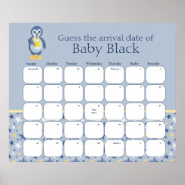 Winter Pinguin Baby Dusche schätzt den Fälligkeits Poster