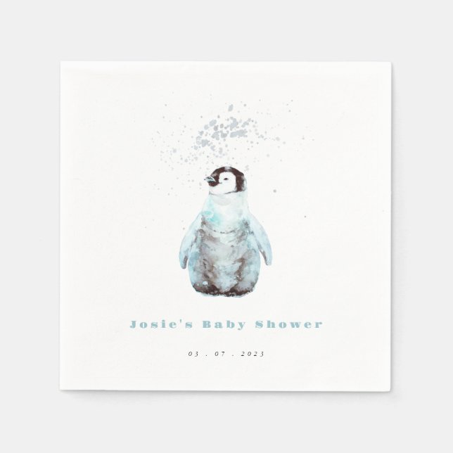 Winter-Pinguin-Baby-Shower Serviette (Vorderseite)