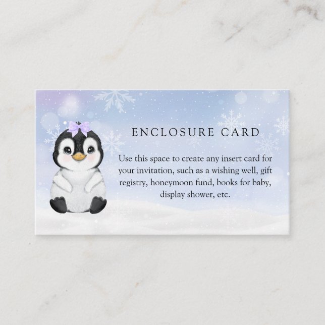 Winter Pinguin Babydusche mit individueller Einsch Begleitkarte (Vorderseite)
