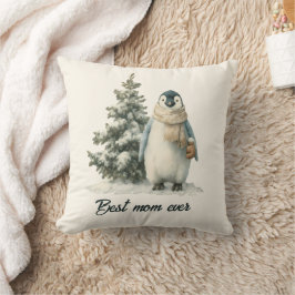 Winter-Pinguin „Beste Mutter überhaupt“ Design Kissen