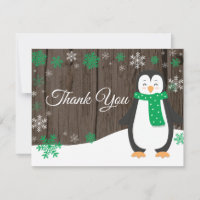 Winter-Pinguin-Grüne-Schneeglöckchen-Dankeskarten