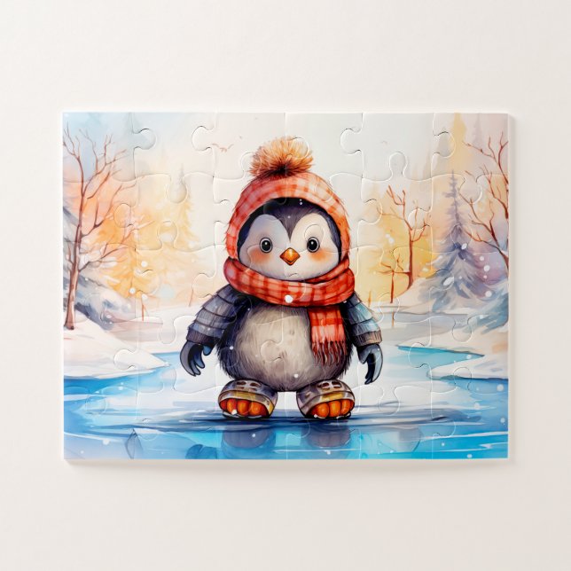 Winter Pinguin Holiday Kids Jigsaw Puzzle (Horizontal)